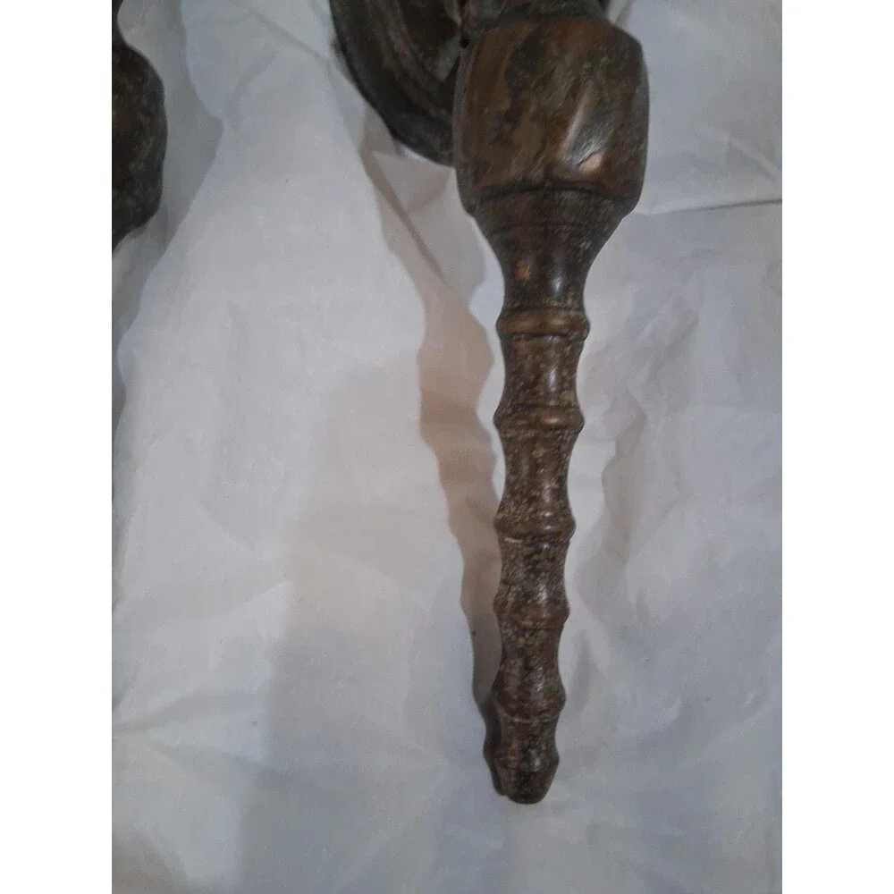 Vintage Brass Sconces Twisted Patina, Set Of 2, 9 Inch